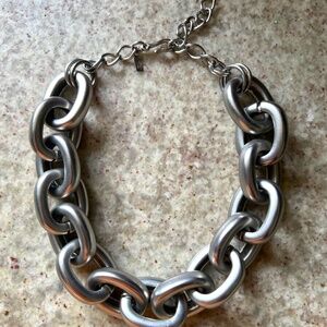 Kenneth Lane 15 Large Chunky Link Silver Necklace
